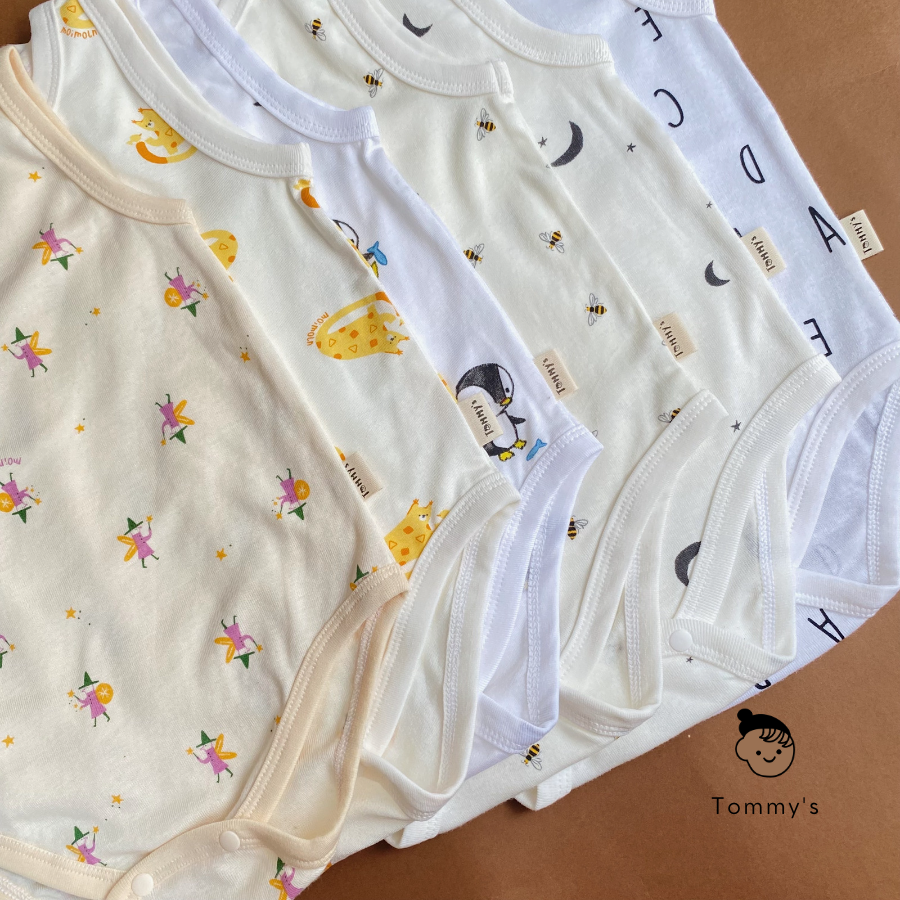 Body sát nách thun cotton  cho bé trai bé gái 0-24 tháng TOMMY HOUSE
