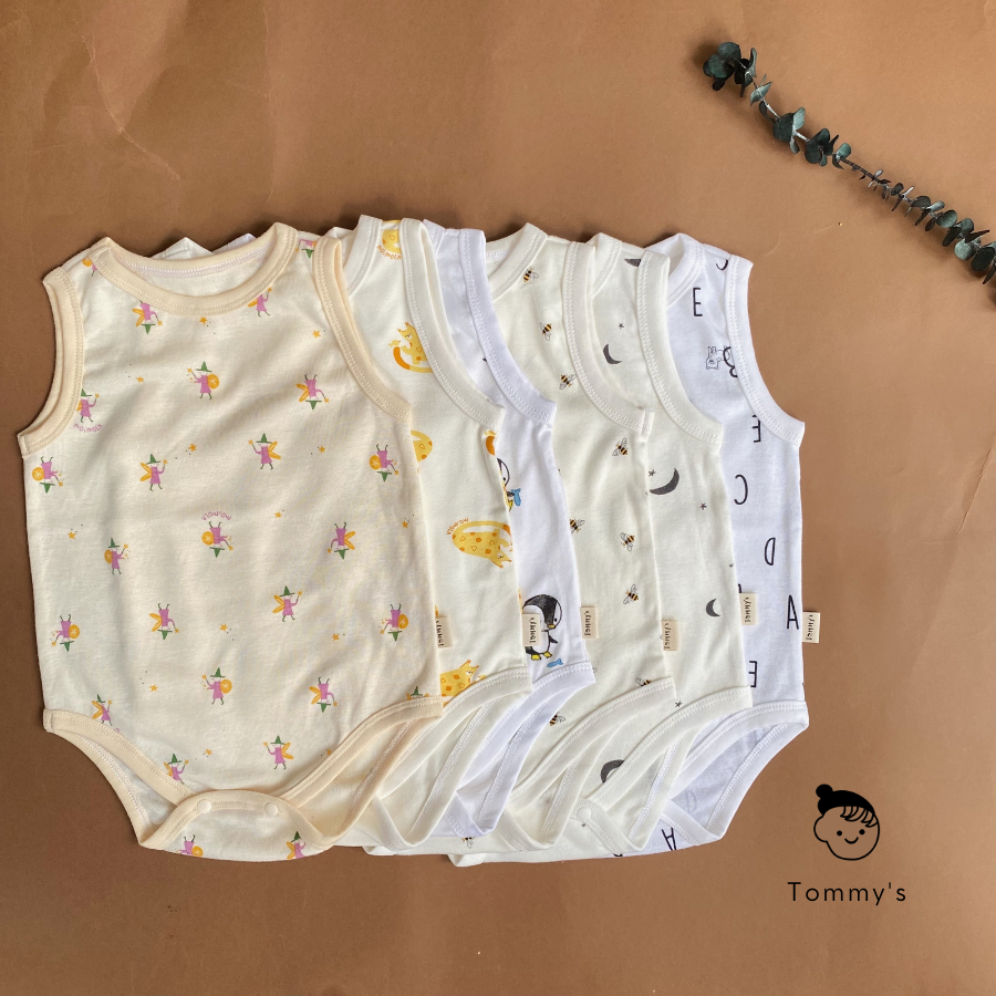 Body sát nách thun cotton  cho bé trai bé gái 0-24 tháng TOMMY HOUSE