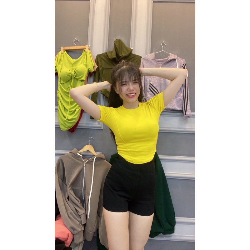 Áo Croptop Vạc Bầu Chạy 4 Gân Chát Borip Không Xù