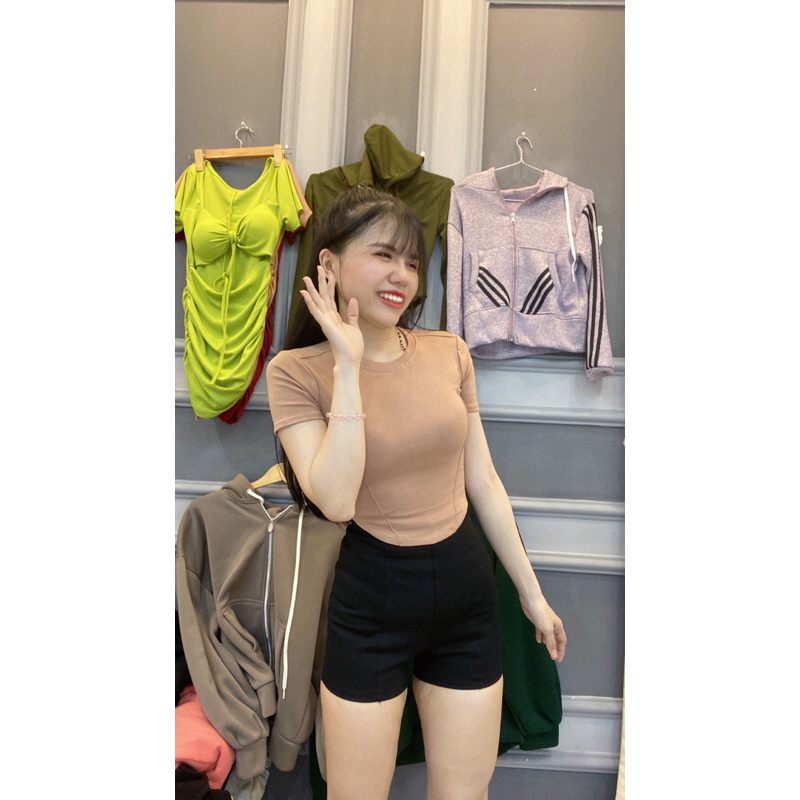 Áo Croptop Vạc Bầu Chạy 4 Gân Chát Borip Không Xù