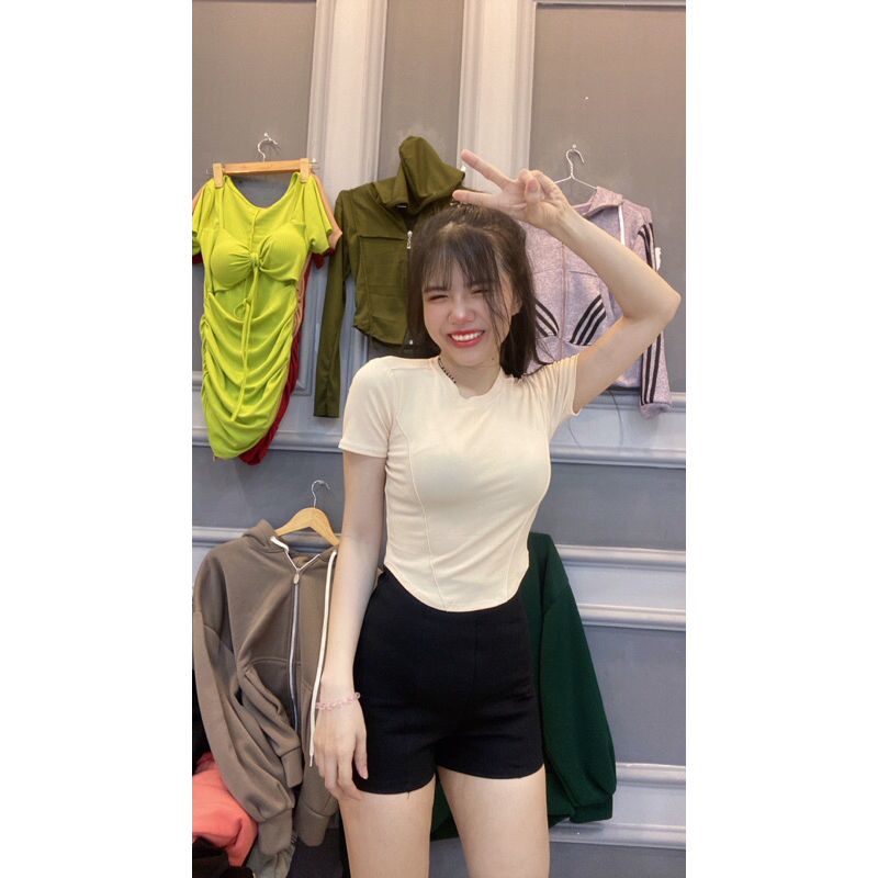 Áo Croptop Vạc Bầu Chạy 4 Gân Chát Borip Không Xù