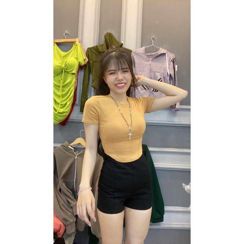 Áo Croptop Vạc Bầu Chạy 4 Gân Chát Borip Không Xù