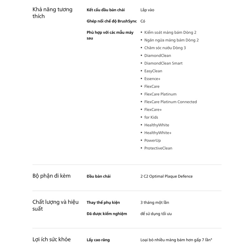 Đầu bàn chải làm sạch mảng bám chính hãng Philips sonicare C2 HX9022 /28 - Răng trắng tự nhiên