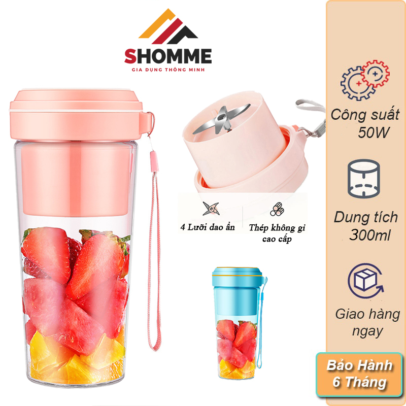 Máy Xay Sinh Tố Cầm Tay Mini Máy Say Sinh Tố Đa Năng Máy Ép Hoa Quả Làm Sữa Tiện Lợi Shomme 270ml Bảo Hành 12 Tháng