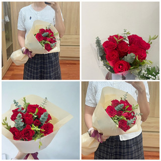 Bó Hoa/ Lẵng Hoa Hồng Đà Lạt Tươi Cắt Cành Tặng Quà Ngày Lễ Sinh Nhật Đơn Giản Phong Cách Hàn Quốc