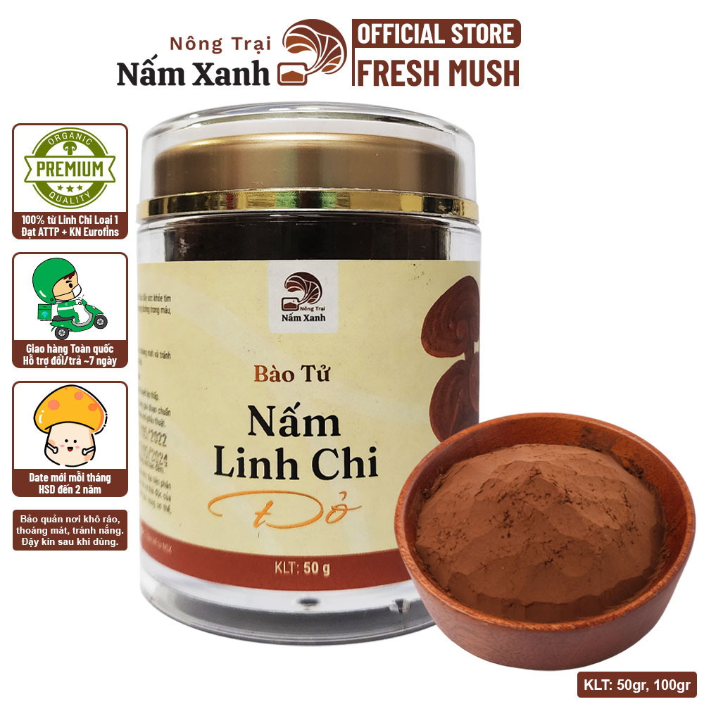 Bào Tử Nấm Linh Chi Đỏ Hũ 50gr Hỗ Trợ Sức Khỏe Hiệu Quả Toàn Diện - Nông Trại Nấm Xanh