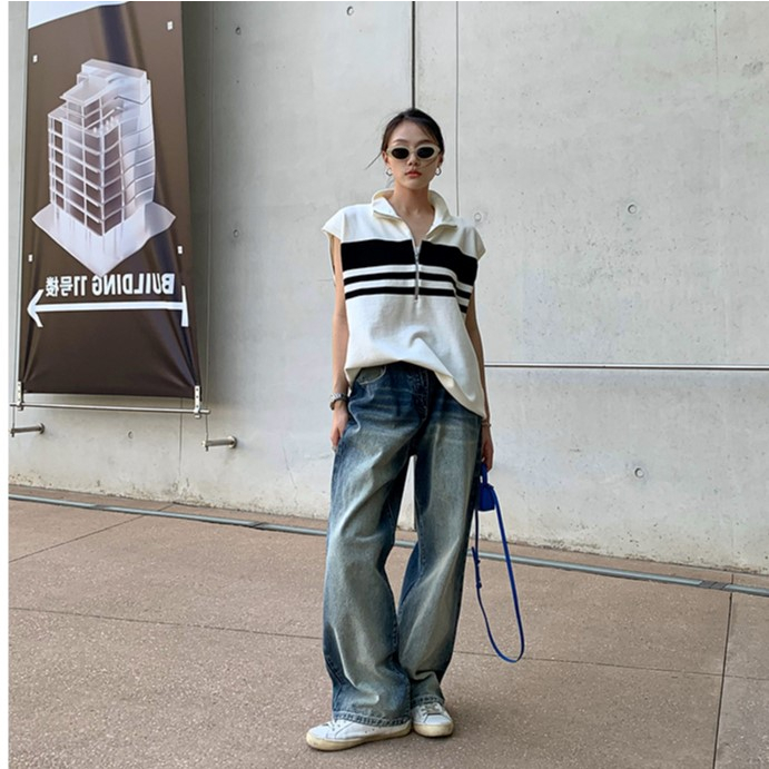 Quần Jean Ống Rộng Nam Nữ Unisex WASH Phủ Bạc Hàng Quảng Châu Cao Cấp | BigBuy360 - bigbuy360.vn