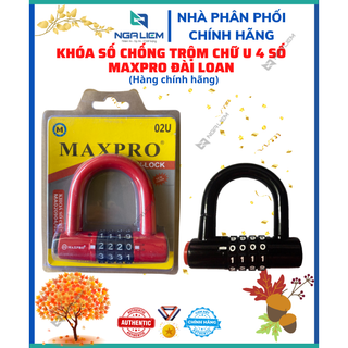 Khóa số chống trộm chữ U 4 số cài mật mã an toàn hiệu MAXPRO Đài Loan