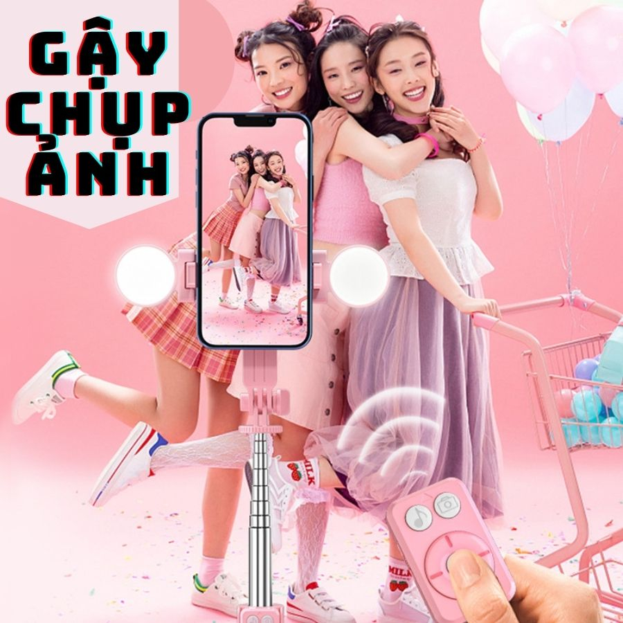 GẬY CHỤP ẢNH 2 ĐÈN LED TRỢ SÁNG 3 CHÂN ĐỨNG, Gậy selfie chụp hình, tự sướng,bluetooth điều khiển từ xa
