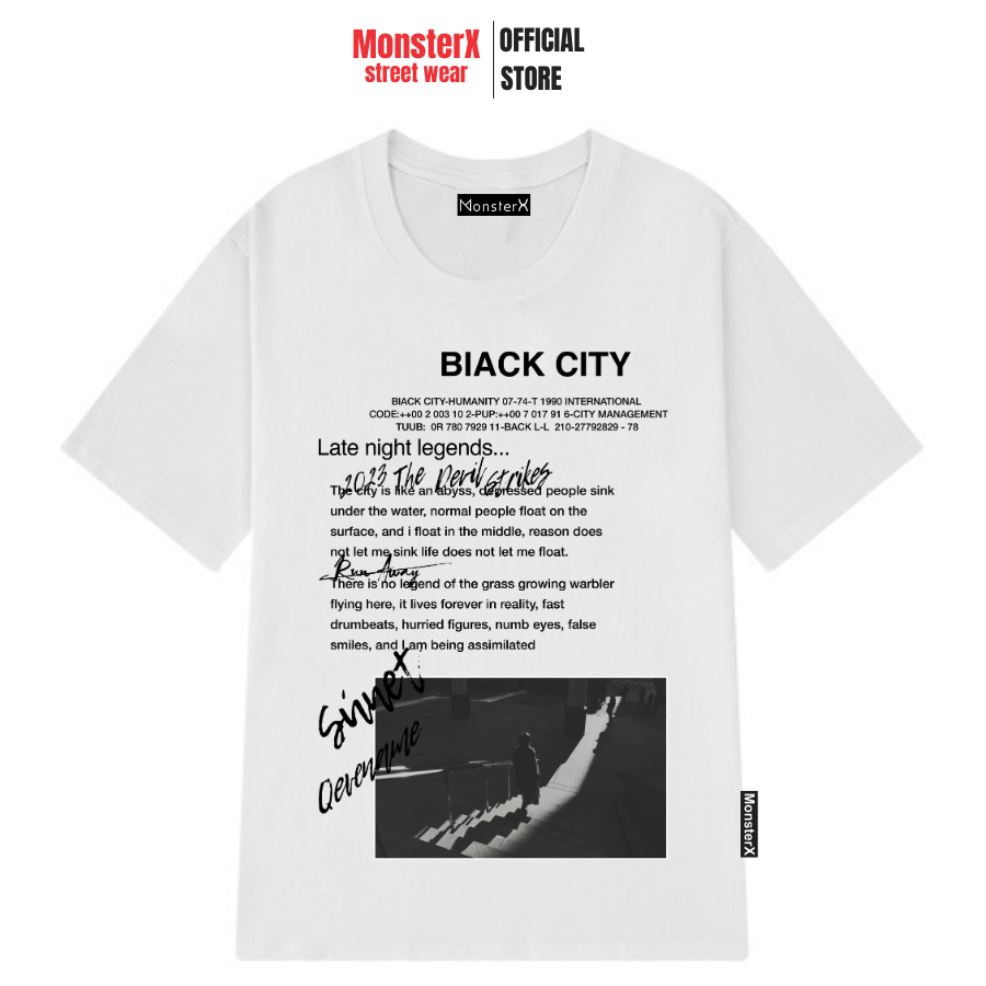 Áo thun unisex MONSTER X STREET Black City phông tay lỡ nam nữ form rộng Local Brand
