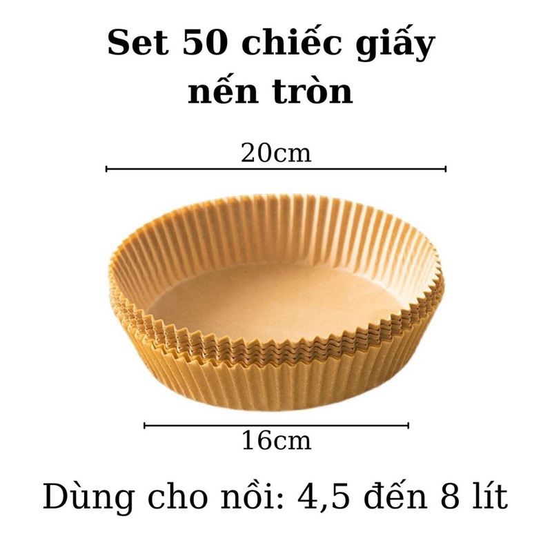 Set 50 Miếng Giấy Lót Nồi Chiên Hình Khuôn Bánh - Giảm Thiểu Tối Đa Dầu Mỡ Bám Vào Nồi Chiên