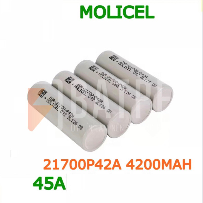 Pin sạc xả cao Molicel 21700 mới 100% 21700 P42A 4000mAh xả 45A liên tục