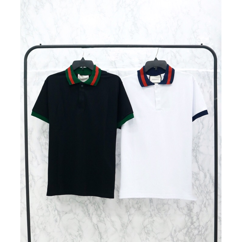 ÁO POLO GUCCI WEB STRIPE : Đen ,Trắng