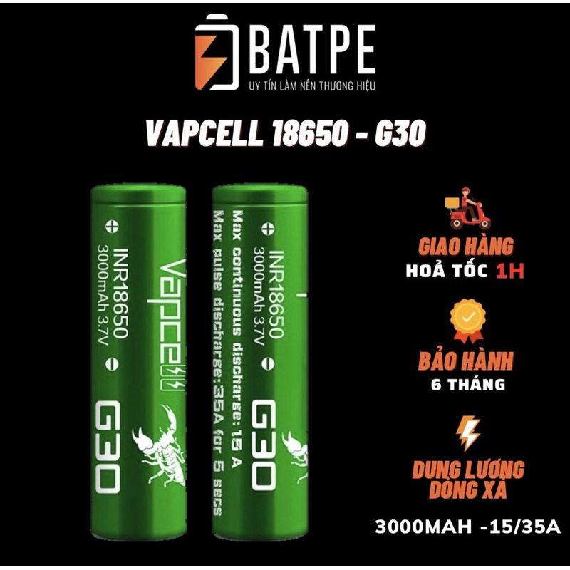 Pin sạc xả cao 18650 Sony/Vapcell/Molicel/Samsung