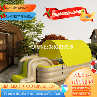 hồ bơi-bể bơi có mái che- cầu trượt phao- nhà bóng phao cho bé( TẶNG KÈM BƠM ĐIỆN,KEO DÁN PHAO VÀ PHAO BƠI CHO BÉ )