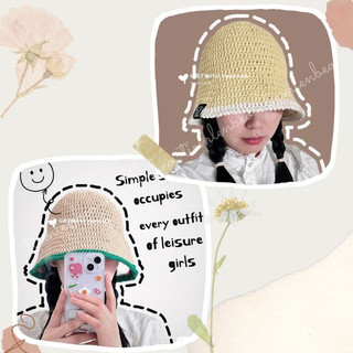 Mũ bucket trơn có viền vành chất liệu bằng len handmade, mũ thời trang đi biển xinh