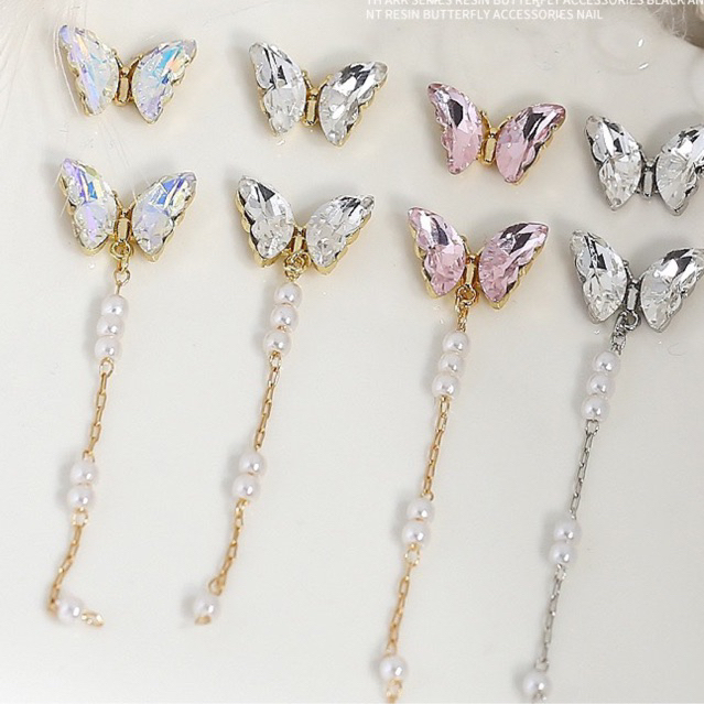 Set 10 Charm bướm đá xích trong trang trí móng