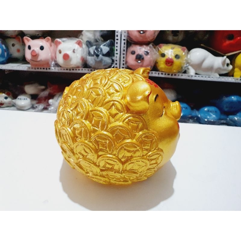 Heo đồng xu lợn đất tiết kiệm dáng tròn mới size nhỡ