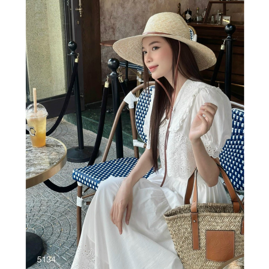 Set áo ren cổ sen bèo dáng croptop phối chân váy ren dáng dài thời trang công sở đi chơi đi biển du lịch dạo phố nữ tính