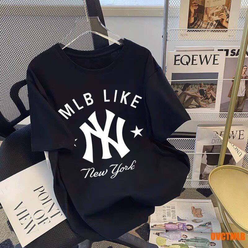 Áo thun NY MLB LIKE  from rộng vải  cotton aophongfromrong.vn - áo phông unisex có size