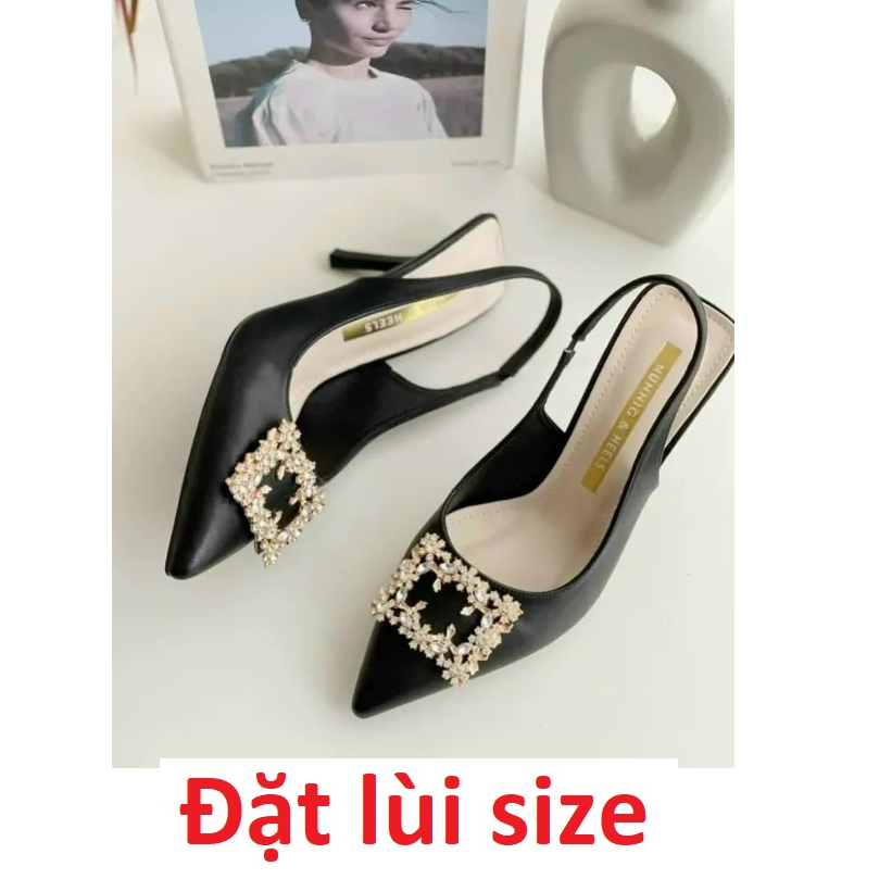 Giày cao gót /Giày Nữ 7 Phân Mặt Đá Vuông  Cao Cấp Chất Da Siêu Mềm Mại Hàng VN Video ( FOM RỘNG ĐẶT LÙI SIZE)