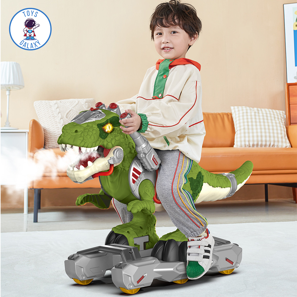 Xe Trượt Scooter Khủng Long Bạo Chúa Tyrannosaurus T-Rex, Xe Chòi Chân Cho Bé Kích Thước Lớn Có Đèn, Nhạc, Nhả Khói