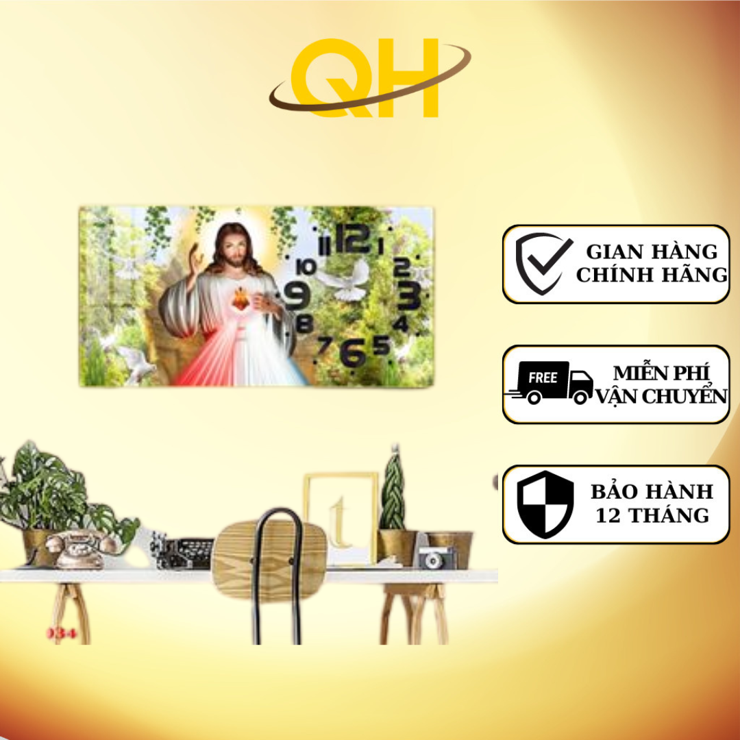 Tranh Đồng Hồ Hình Công Giáo Tráng Gương Treo Tường ĐHCG01