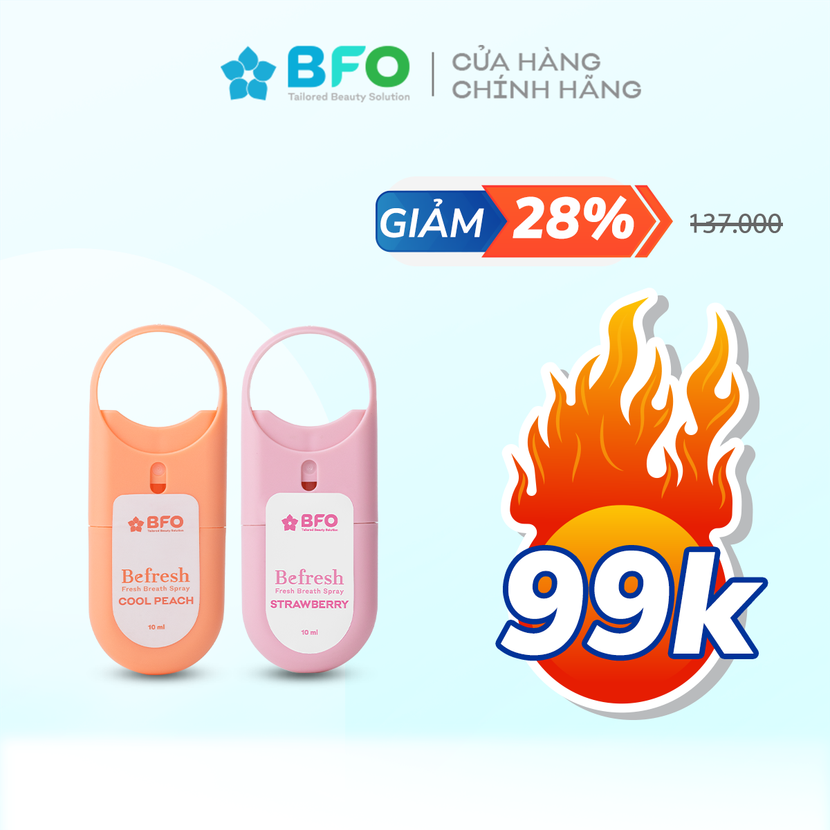 Combo 2 Xịt Thơm Miệng BFO Cho Hơi Thở Thơm Mát 10ml