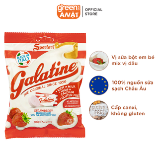 Kẹo sữa hương dâu Galatine nhập khẩu Ý 100g, 100% sữa từ Châu Âu, giàu Canxi
