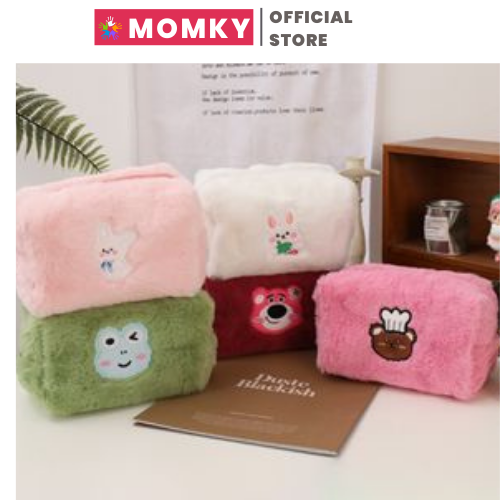 Túi Đựng Bút Vải Canvas Hình Gấu Dâu Tây Phong Cách Hàn Quốc Túi Đựng Bút Hình Gấu Dâu Tây Dễ Thương TB003 Mom Ky