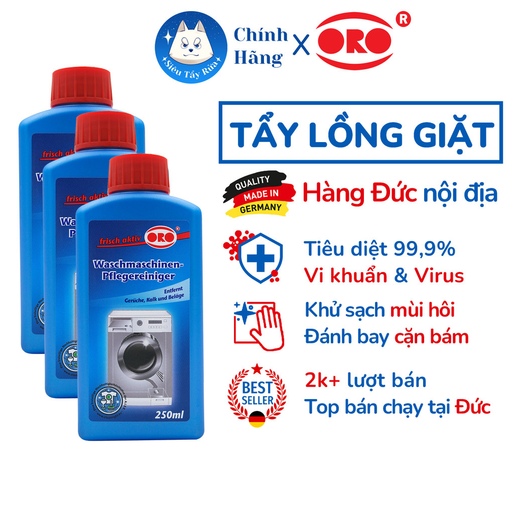 Combo 3 Chai Tẩy Lồng Máy Giặt ORO Làm Sạch Cặn Bẩn Lồng Giặt Vệ Sinh Lồng Máy Giặt, Đường Ống