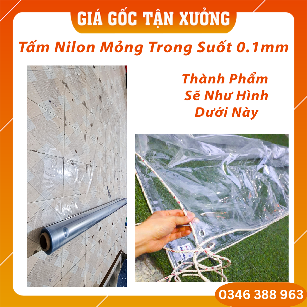 Nilon Mỏng Trong Suốt PVC Chống Thấm (khổ 1,5m dày 0,1mm)