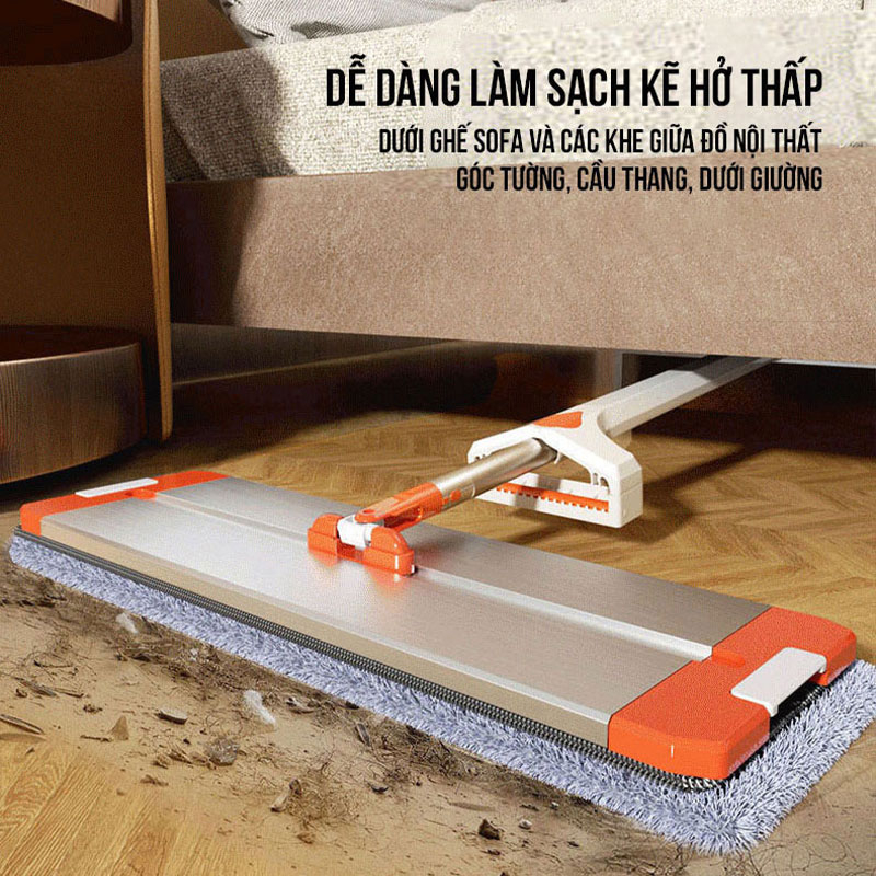 Cây lau nhà tự vắt Lusen KN50, chổi lau xoay 360 độ thông minh bàn lau lớn 50x13cm chất liệu hợp kim nhôm cao cấp