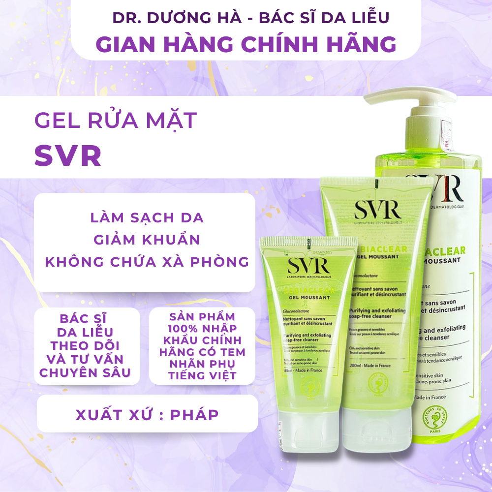 CHÍNH HÃNG | Sữa Rửa Mặt SVR Cho Da Dầu Mụn - SVR Sebiaclear Gel Moussant 200ml- Dr. Dương Hà