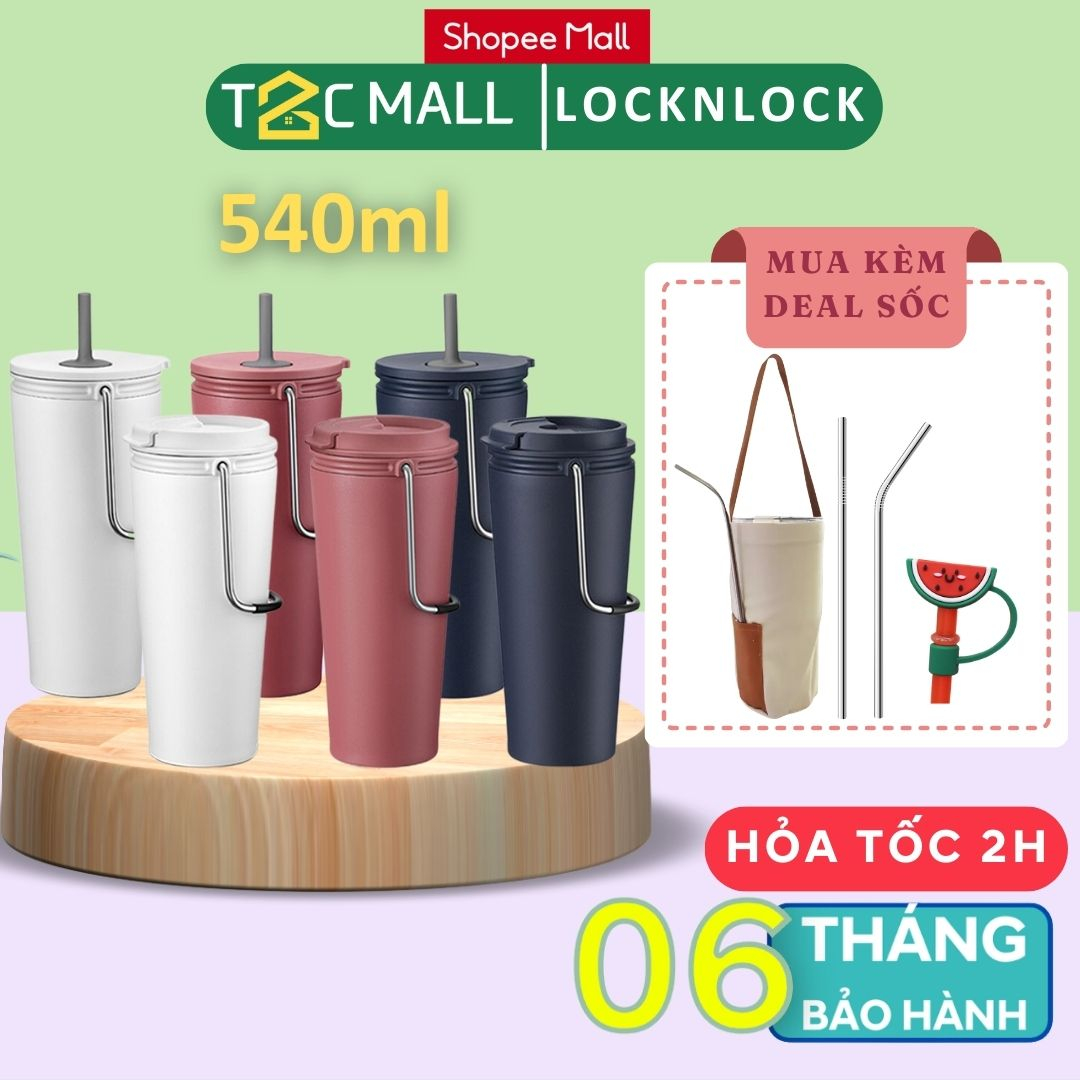 Bình giữ nhiệt LocknLock 540ml -Thép Không GỈ, Có Quai Xách Bucket Tumbler W/Straw LHC4269 LHC4268 (3 màu) - T2Cmall