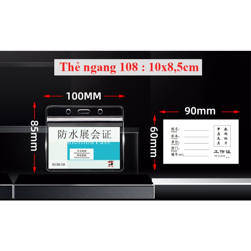 Dây đeo thẻ bản 1cm các màu và thẻ tên loại nhỏ 107,108