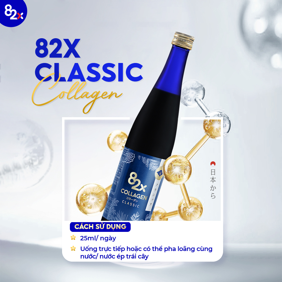82X Collagen Classic Liệu Trình 2 Chai Da Cắng Bóng Sáng Mịn Dạng Nước 120.000mg Collagen Peptide Từ Da Cá Ngừ Đại Dương