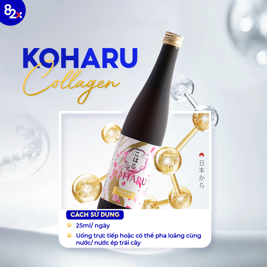 Nước Uống Collagen 82X, Combo 2 Chai Koharu Collagen xuất xứ Nhật Bản 48.000mg Collagen Peptide (500ml/Chai)