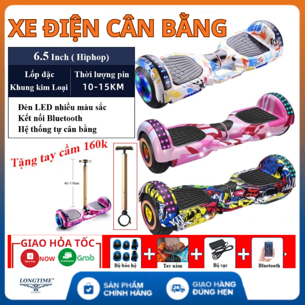 Xe cân bằng điện 2 bánh Smart Balance 6.5 inch - Xe Điện Cân Bằng Cho Bé - Tặng kèm tay cầm cao cấp - Bảo Hành 24 Tháng