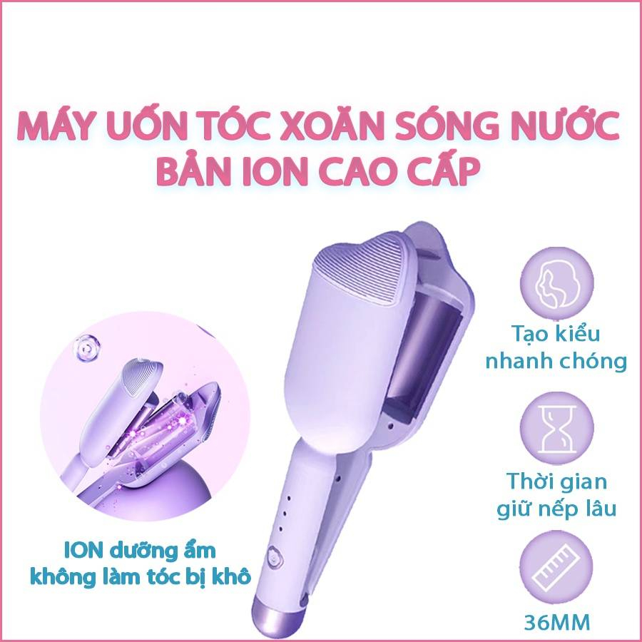 Máy Uốn Tóc Xoăn Sóng Nước Size 36mm Nanomax XN-D36, 3 Chế Độ Nhiệt, Tích Hợp Ion Bảo Vệ Tóc Hư Tổn, Bh 6 Tháng