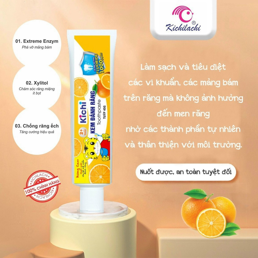 Kem đánh răng trẻ em Kichi, kem đánh răng nuốt được cho bé yêu BQSHOP