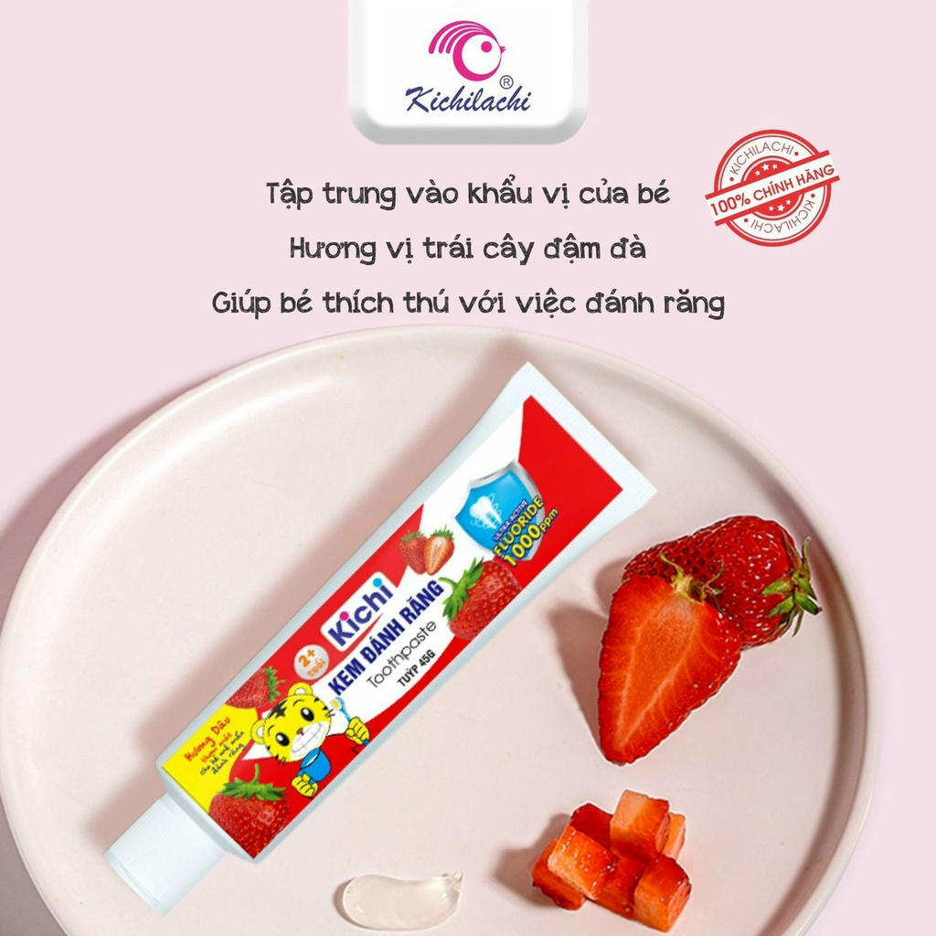 Kem đánh răng trẻ em Kichi, kem đánh răng nuốt được cho bé yêu BQSHOP