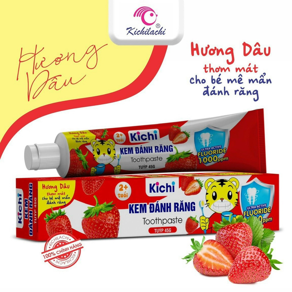 Kem đánh răng trẻ em Kichi, kem đánh răng nuốt được cho bé yêu BQSHOP