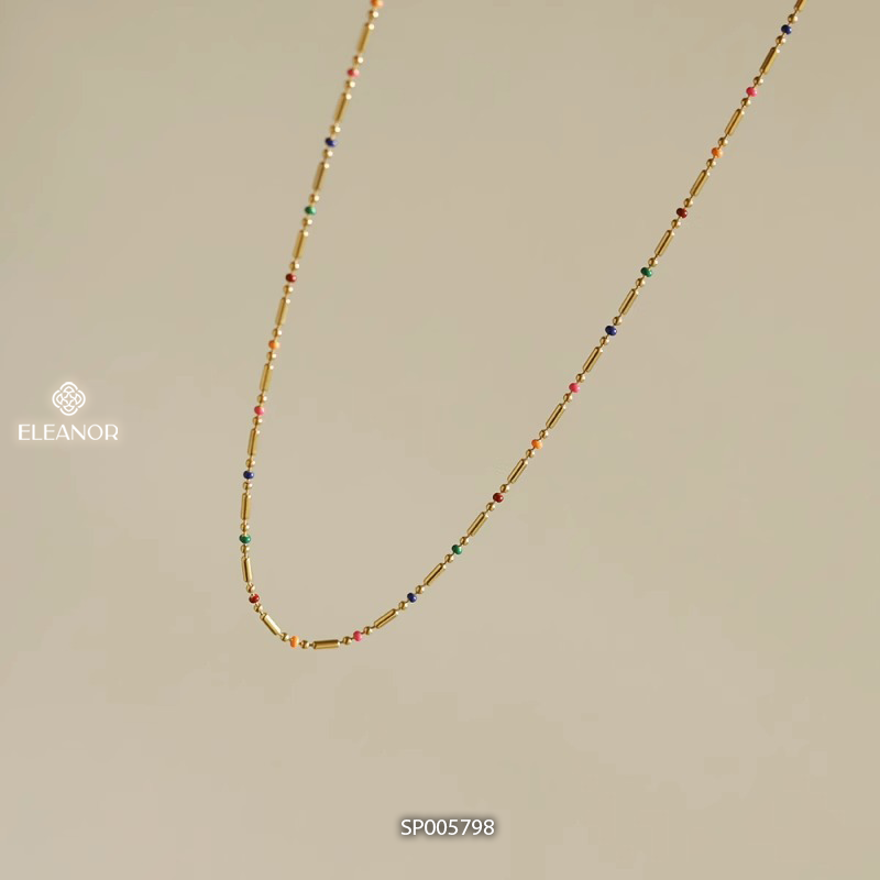 Dây chuyền nữ titan Eleanor Accessories đính hạt nhiều màu phụ kiện trang sức 5797