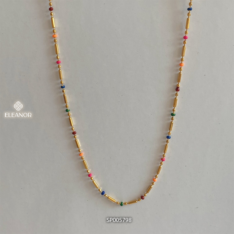 Dây chuyền nữ titan Eleanor Accessories đính hạt nhiều màu phụ kiện trang sức 5797