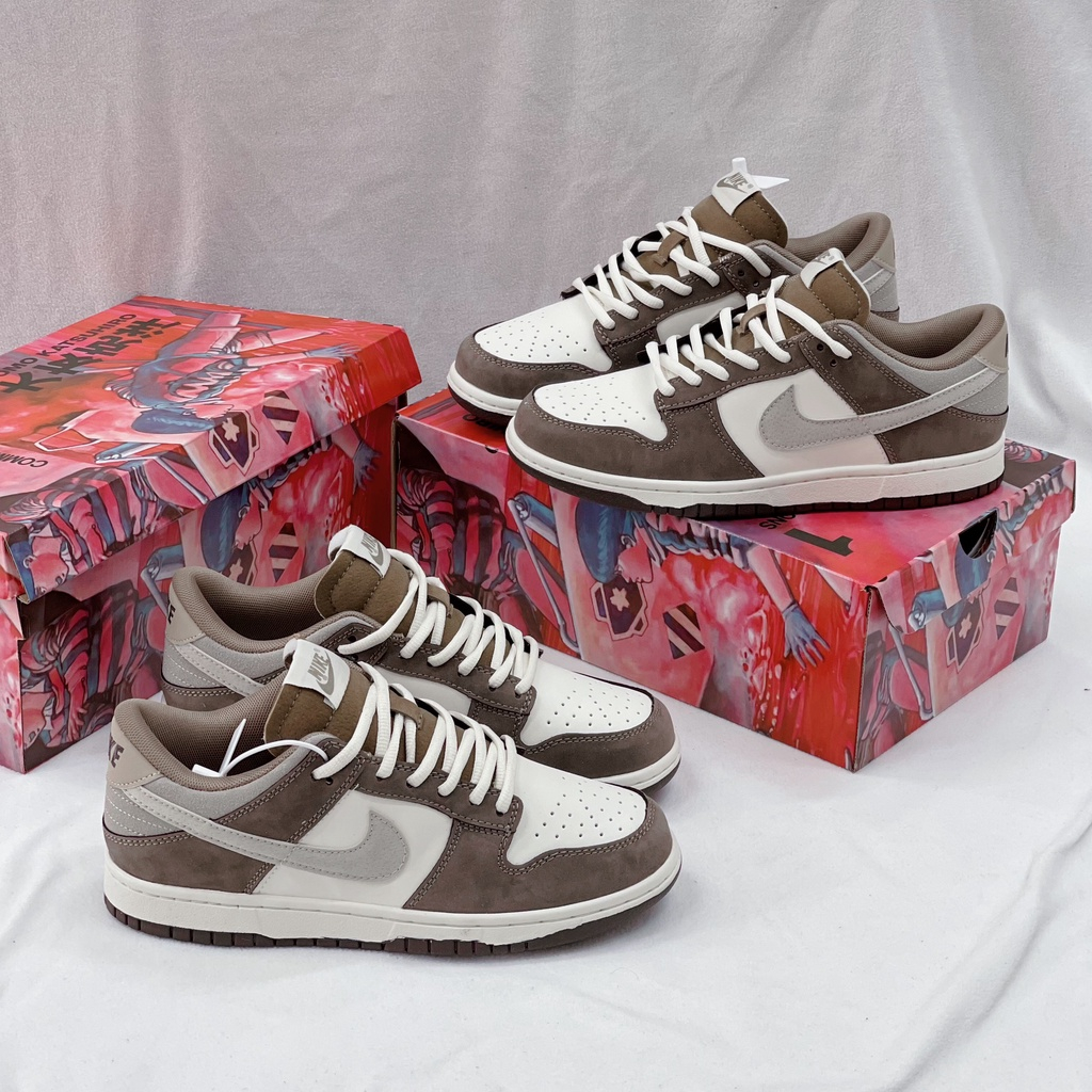 Giày Thể Thao Nike SB Dunk Low Da lộn Màu nâu Móc Xám Steamboy OST Grey Hàng Mới 100% Full Box