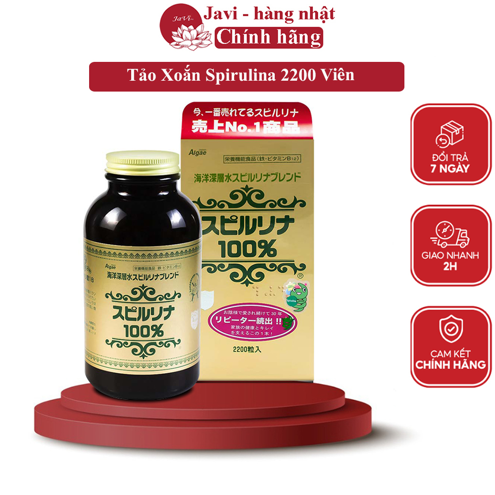 [DATE 2026] Tảo Xoắn Spirulina Nhật Bản Hộp 2200 Viên - tem đỏ