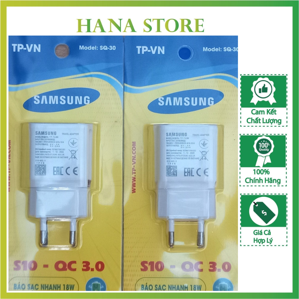 Củ Sạc Nhanh Samsung S10 - QC 3.0 - 18W CHính Hãng TPVN-Hana Store