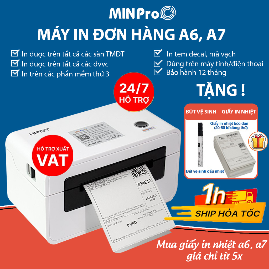 Máy in nhiệt chuyên dụng HPRT N41 in đơn hàng, hóa đơn, tem mã vạch bảo hành 12 tháng - MINPRO