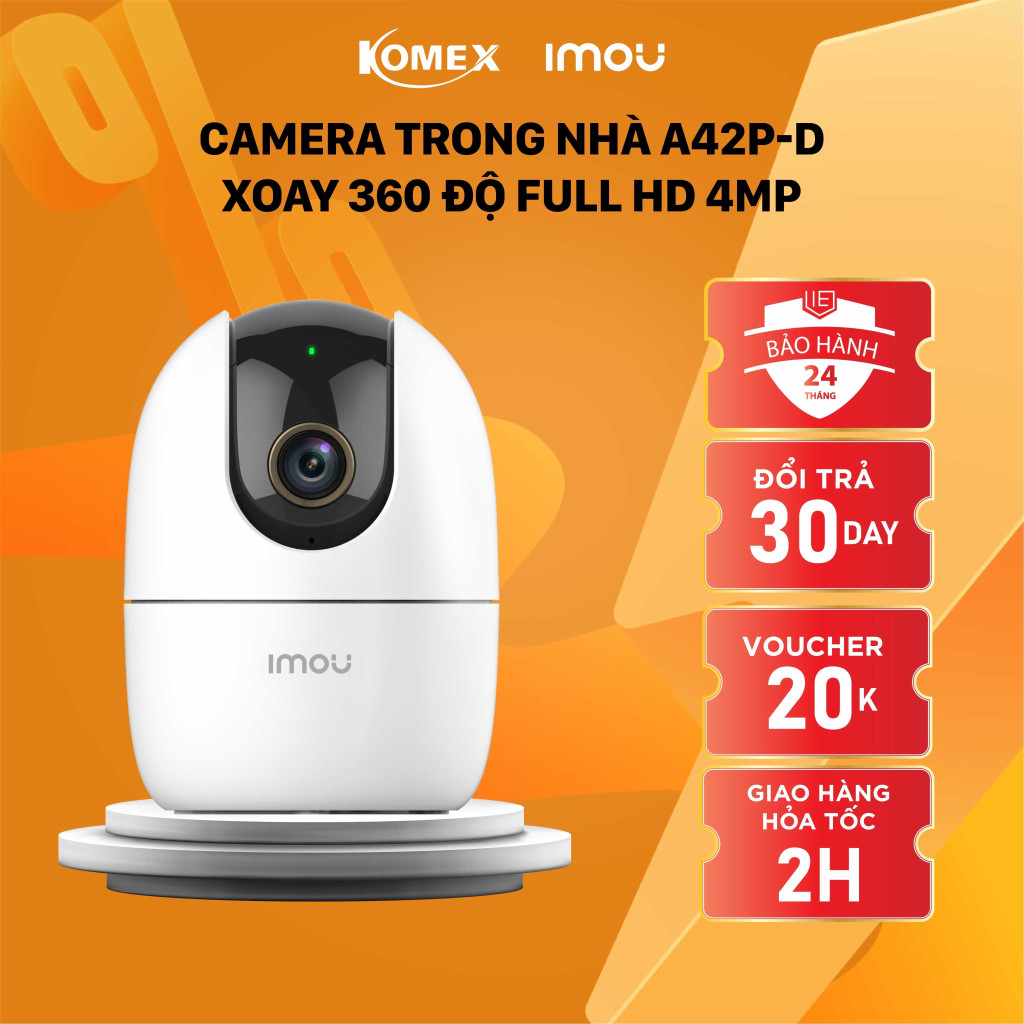 Camera Imou trong nhà  A42P IP Wifi Độ phân giải 4M, Phát hiện và Cảnh báo chuyển động, Đàm thoại, Quay 360 độ komex | BigBuy360 - bigbuy360.vn